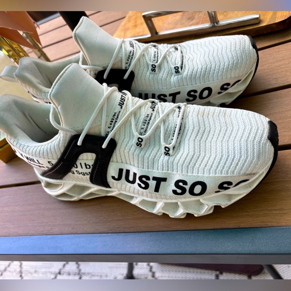 White Sneakers with Black Text Design - Picture 6 of 10